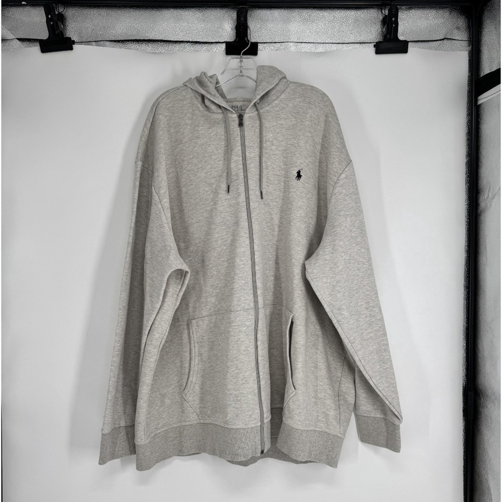 Polo Ralph Lauren Hoodie 4XLT 4XL Tall Full Zip Up Jacket Pony Sweatshirt Grey